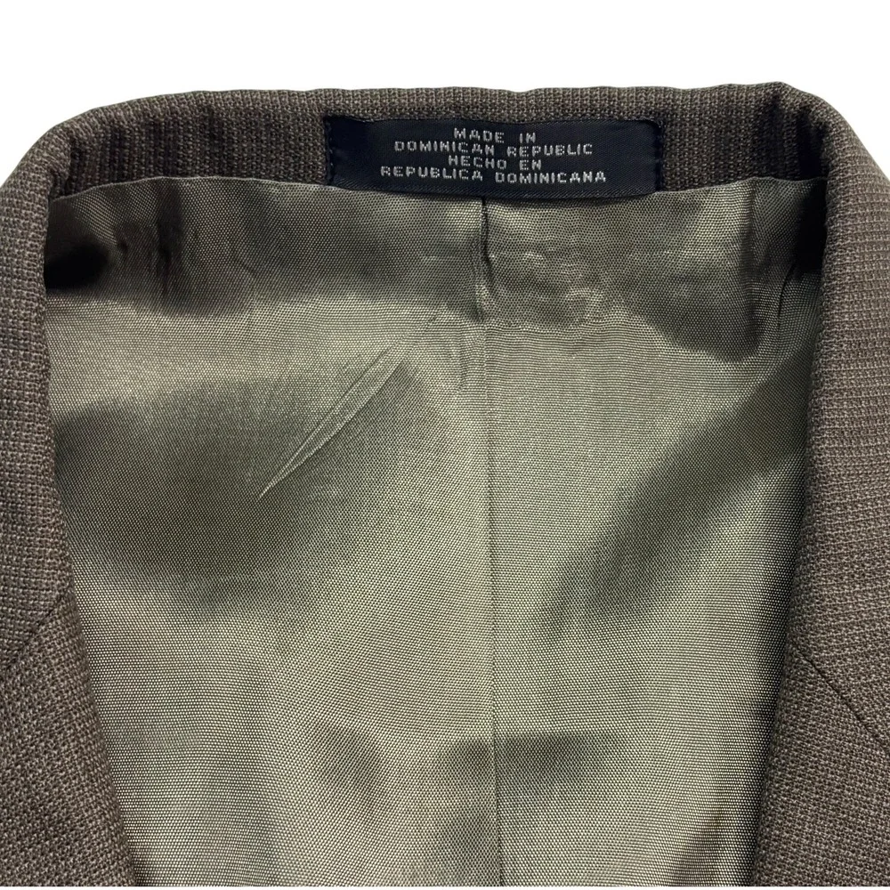 vtg 90s Towncraft 44R 36x32 Brown 2pc Pant Suit Wool Blend Pleated High Waisted